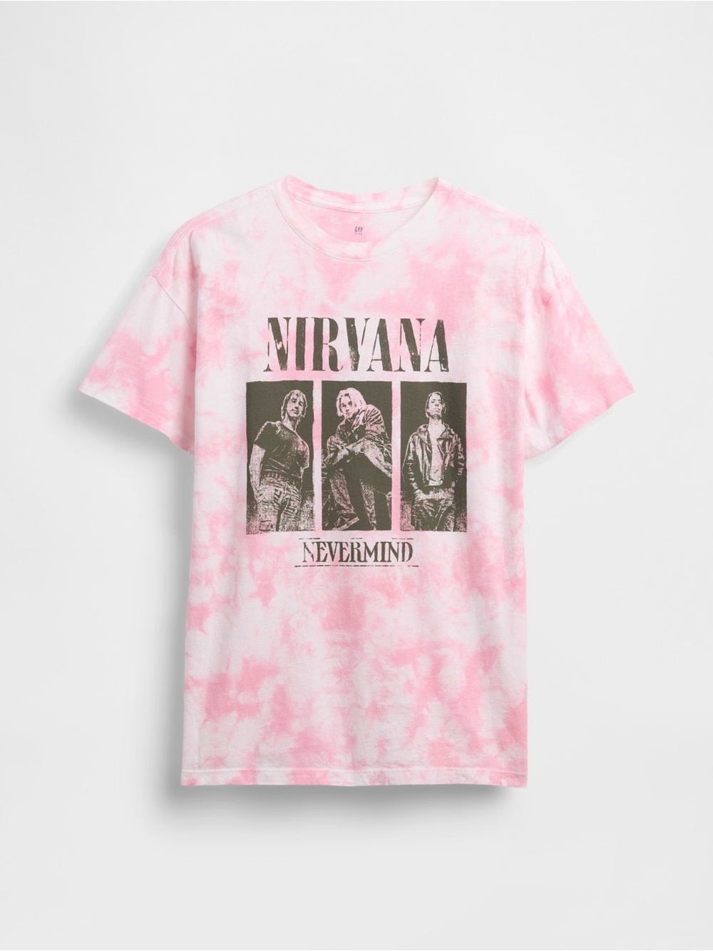 💗 GAP Nirvana Nevermind Pink & White Toe Dye Oversized Graphic Tee